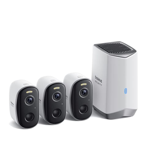 ⁨Zestaw do monitoringu zewnętrzny 3 kamery stacja bazowa 2K 16GB 7800mAh - biały⁩ w sklepie Wasserman.eu