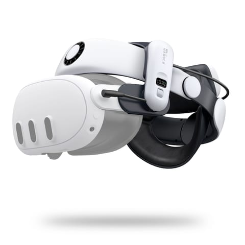 ⁨Pasek odciążający do gogli VR Meta Quest 3 z baterią zewnętrzną - biało czarny⁩ w sklepie Wasserman.eu