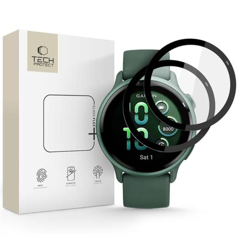 ⁨Szkło hybrydowe na zegarek Garmin Vivoactive 6 Glass Flex+ czarne - 2 szt.⁩ w sklepie Wasserman.eu
