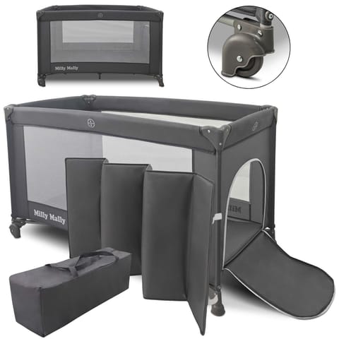 ⁨Milly Mally Łóżeczko turystyczne Mirage Dark Grey⁩ at Wasserman.eu