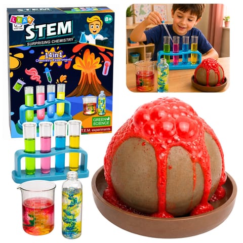 ⁨Zestaw Edukacyjny Doświadczalny Mały Chemik 14w1 Eksperymenty Wulkan⁩ w sklepie Wasserman.eu