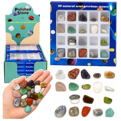 ⁨Zestaw Minerały Półszlachetne Kamienie Kolekcjonerskie Edukacyjne 20 szt.⁩ w sklepie Wasserman.eu