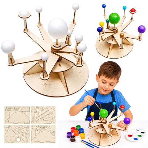 ⁨Drewniany Model Układu Słonecznego Planety DIY Zestaw Edukacyjny⁩ w sklepie Wasserman.eu