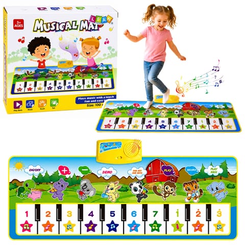 ⁨Mata Muzyczna Edukacyjna Pianinko Zwierzątka Dźwięki Instrumentów 100x36 cm⁩ w sklepie Wasserman.eu
