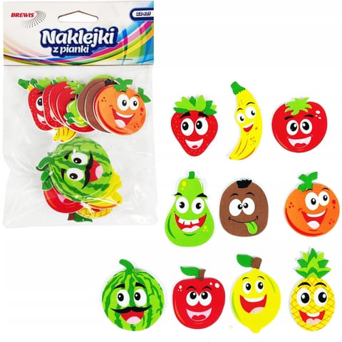 ⁨Naklejki z pianki PVC47 Owocowe buźki 22szt. BREWIS⁩ w sklepie Wasserman.eu