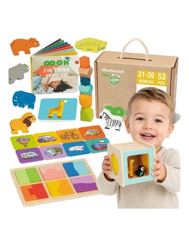 ⁨WOOPIE GREEN Box Pudełko XXL Montessori Edukacyjne 7w1 Sensoryczne 31-36 Mies. FSC⁩ w sklepie Wasserman.eu
