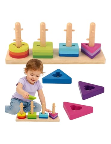⁨TOOKY TOY Sorter Kształtów z Kolorowymi Blokami Montessori⁩ w sklepie Wasserman.eu