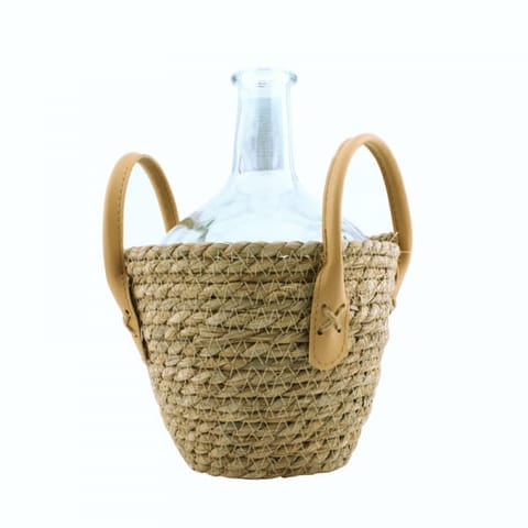 Glass vase in a basket of morksiej grass 18x18x27 cm at Wasserman.eu