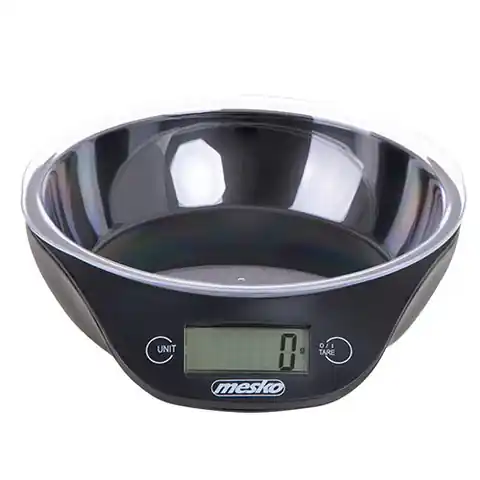⁨Mesko Kitchen scale with a bowl MS 3164 Maximum weight (capacity) 5 kg, Graduation 1 g, Display type LCD, Black⁩ w sklepie Wasserman.eu