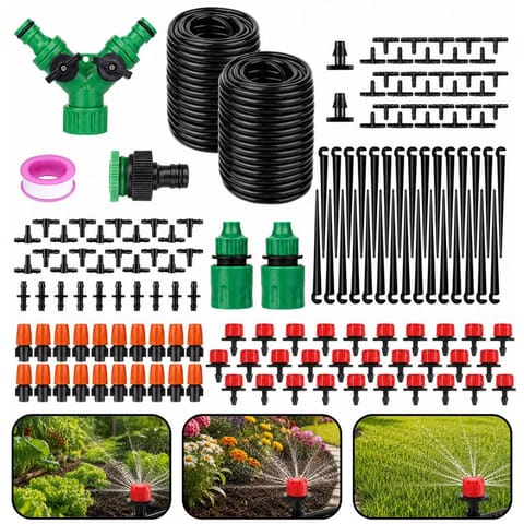 ⁨Zestaw System Do Nawadniania Kropelkowego Ogrodu Automatyczny 55M+15M 386el⁩ w sklepie Wasserman.eu