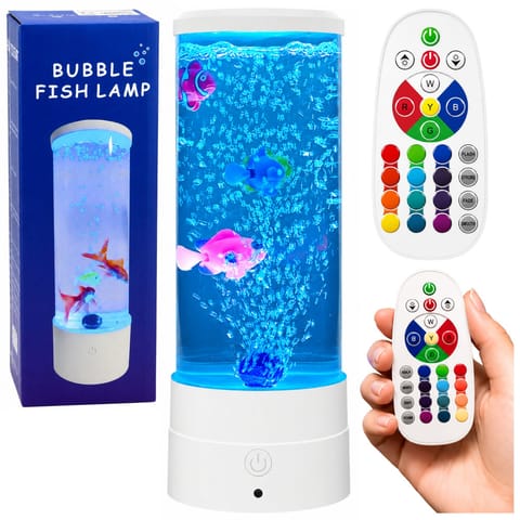 ⁨Lampka Nocna Ozdobna LED RGB Akwarium Z Rybkami 16 Kolorów USB Biała⁩ w sklepie Wasserman.eu