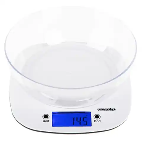 ⁨Mesko Scale with bowl MS 3165 Maximum weight (capacity) 5 kg, Graduation 1 g, Display type LCD, White⁩ w sklepie Wasserman.eu