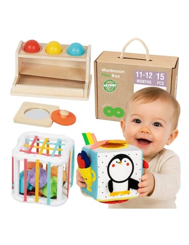 ⁨WOOPIE GREEN Pudełko Box 5w1 Montessori Edukacujny 11-12M FSC⁩ w sklepie Wasserman.eu