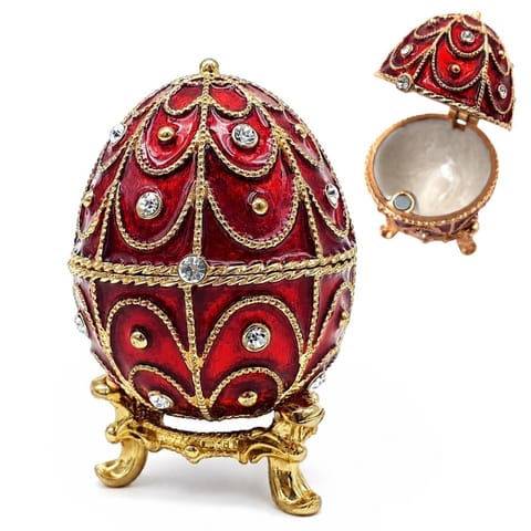 ⁨Ekskluzywna metalowa szkatułka z kryształkami - Jajo Fabergé - B0748-17 RD⁩ w sklepie Wasserman.eu