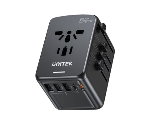 ⁨UNIWERSALNA PRZEJŚCIÓWKA SIECIOWA Z ZASILACZEM USB P1121ABK01 UNITEK⁩ w sklepie Wasserman.eu