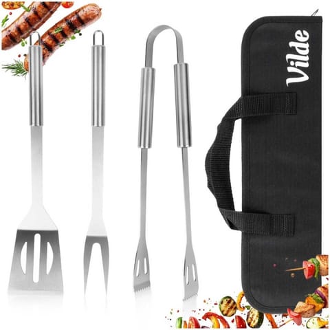 ⁨ZESTAW 3 STALOWYCH PRZYBORÓW DO GRILLA W ETUI 489424⁩ w sklepie Wasserman.eu