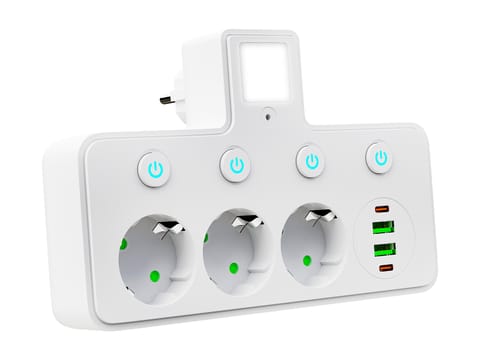 ⁨Rozgałęźnik PS-380 3-Gniazda+2xUSB+2xUSB-C z lampką PIR biały⁩ w sklepie Wasserman.eu