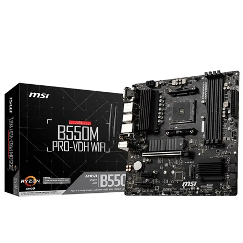 ⁨MSI B550M PRO-VDH WIFI Processor family AMD, Processor socket AM4, DDR4, Memory slots 4, Chipset AMD B, Micro ATX⁩ w sklepie Wasserman.eu