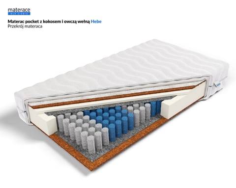 ⁨Frankhauer Materac pocket z kokosem i owczą wełną Hebe (pokrowiec Dormia, rozmiar 80 x 190)⁩ w sklepie Wasserman.eu