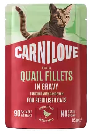 ⁨Carnilove Cat Quail Sterilised - przepiórka w sosie saszetka 85g⁩ w sklepie Wasserman.eu