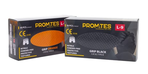 ⁨RĘKAWICE NITRYLOWE WZMAC. PROMATES GRIP ORANGE XXL OP. 50SZT⁩ w sklepie Wasserman.eu