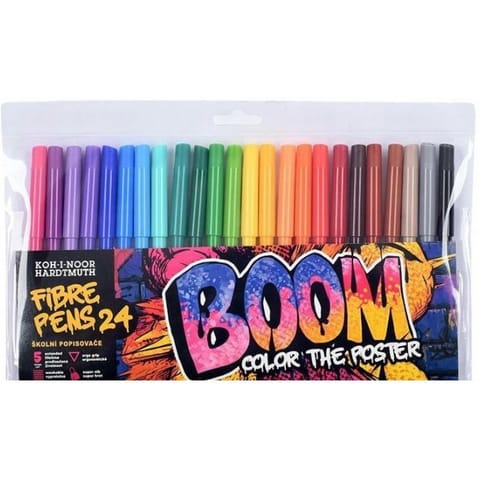 ⁨Flamastry szkolne 24 kolory w etui BOOM 771022BD07 KOH-I-NOOR⁩ w sklepie Wasserman.eu