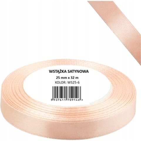 ⁨Wstążka satynowa 12mm/32m WS12-6 morelowy BREWIS⁩ w sklepie Wasserman.eu