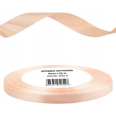 ⁨Wstążka satynowa 6mm/32m WS6-6 morelowy BREWIS⁩ w sklepie Wasserman.eu