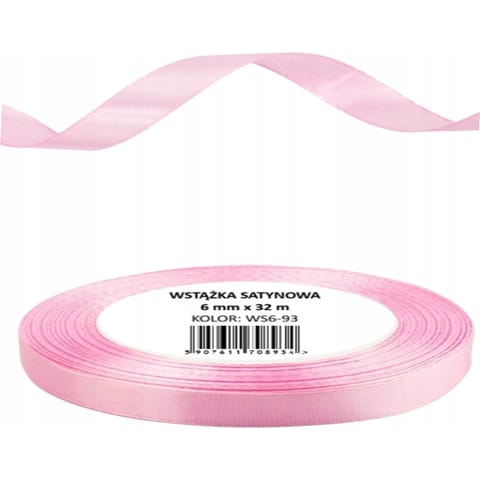 ⁨Wstążka satynowa 6mm/32m WS6-93 dziecięcy róż BREWIS⁩ w sklepie Wasserman.eu