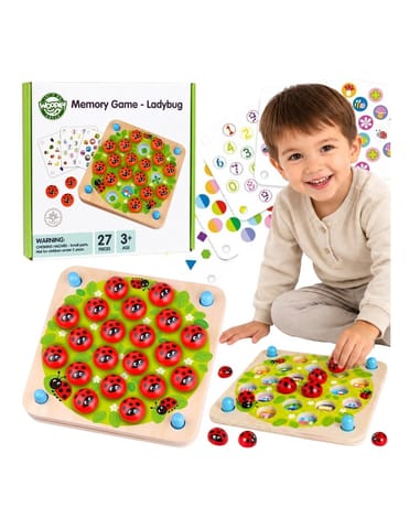 ⁨WOOPIE GREEN Memory Drewniana Gra Pamięciowa Edukacyjna Układanka Biedronka⁩ w sklepie Wasserman.eu