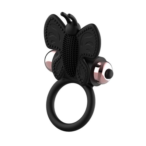 ⁨COQUETTE CHIC DESIRE - COCK RING BUTTERFLY WITH VIBRATOR BLACK/ GOLD⁩ w sklepie Wasserman.eu