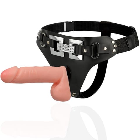 ⁨HARNESS ATTRACTION - DELUXE HARNESS WITH REALISTIC VIBRATION 18 CM -O- 4.5 CM⁩ w sklepie Wasserman.eu