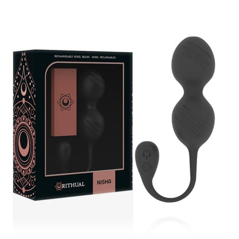 RITHUAL - NISHA RECHARGEABLE VIBRATING KEGEL BALLS BLACK w sklepie Wasserman.eu