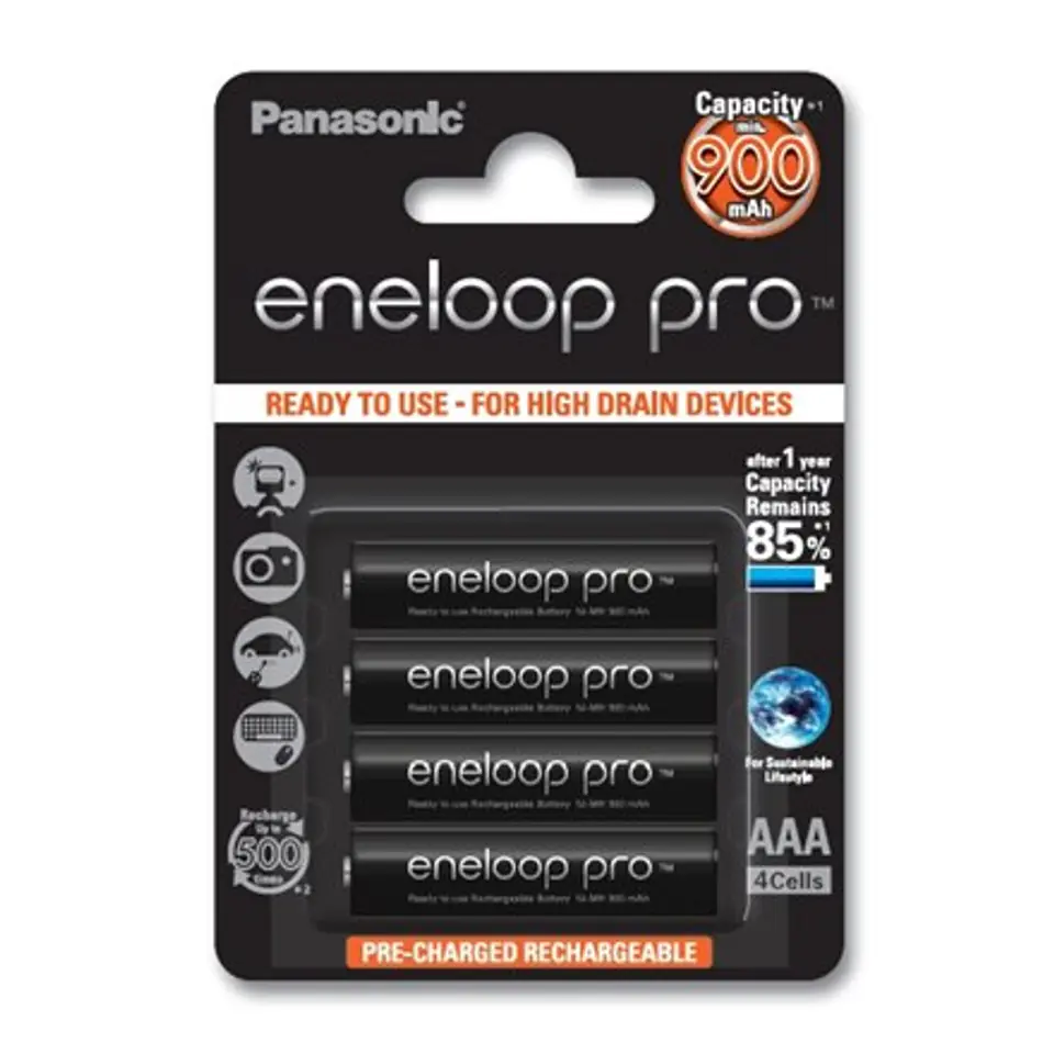 ⁨Panasonic eneloop AAA/HR03, 900 mAh, Rechargeable Batteries Ni-MH, 4 pc(s)⁩ w sklepie Wasserman.eu
