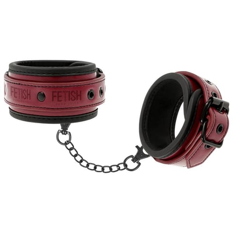 ⁨FETISH SUBMISSIVE DARK ROOM - VEGAN LEATHER ANKLE HANDCUFFS WITH NEOPRENE LINING⁩ w sklepie Wasserman.eu
