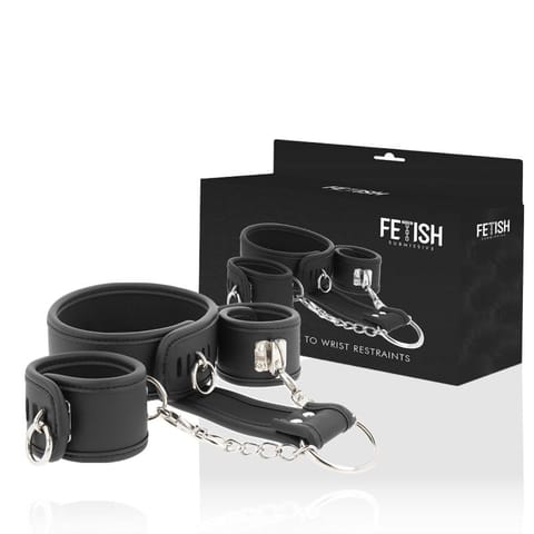 ⁨FETISH SUBMISSIVE - VEGAN LEATHER NECKLACE AND HANDCUFFS WITH NOPRENE LINING⁩ w sklepie Wasserman.eu