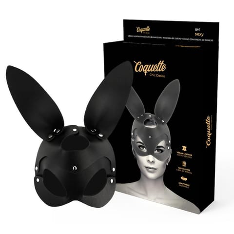 ⁨COQUETTE CHIC DESIRE - VEGAN LEATHER MASK WITH BUNNY EARS⁩ w sklepie Wasserman.eu