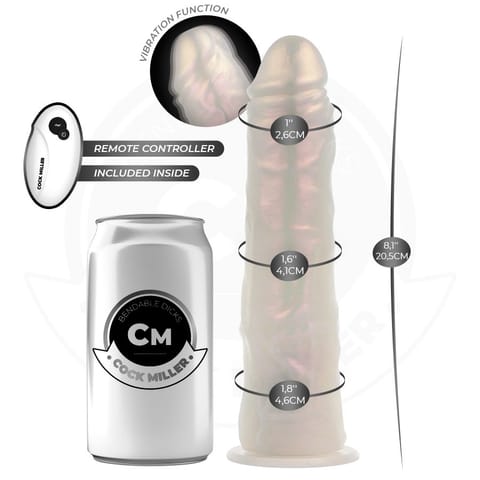 ⁨COCK MILLER - DILDO WITH SUCTION CUP, LIGHTS AND VIBRATION WITH REMOTE CONTROL WHITE 20.5 CM⁩ w sklepie Wasserman.eu