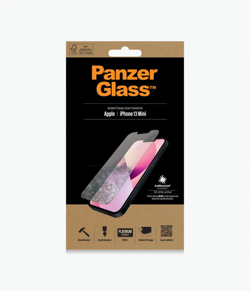 ⁨Super+ iPhone 13 Mini 5.4 Standard Anti Bacterial Tempered Glass⁩ at Wasserman.eu