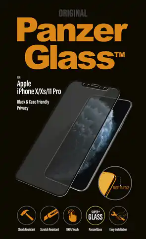 ⁨PanzerGlass P2664 Apple, iPhone X/Xs/11 Pro, Tempered glass, Black, Case friendly with Privacy filter⁩ w sklepie Wasserman.eu