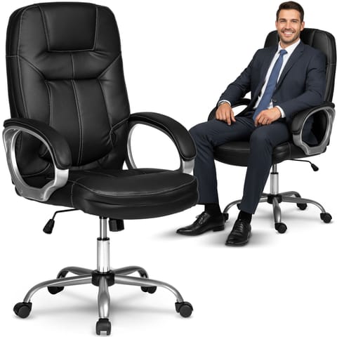 Fotel gabinetowy ze skóry Sofotel 355 czarny w sklepie Wasserman.eu