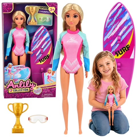 ⁨Lalka Anlily Surferka W Kombinezonie Z Deską Surfingową Akcesoria Zestaw⁩ w sklepie Wasserman.eu
