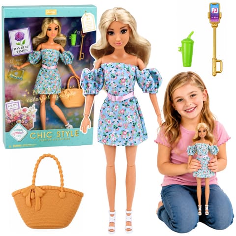 ⁨Lalka Anlily Fashion w Niebieskiej Sukience W Kwiaty Torba Akcesoria Zestaw⁩ w sklepie Wasserman.eu