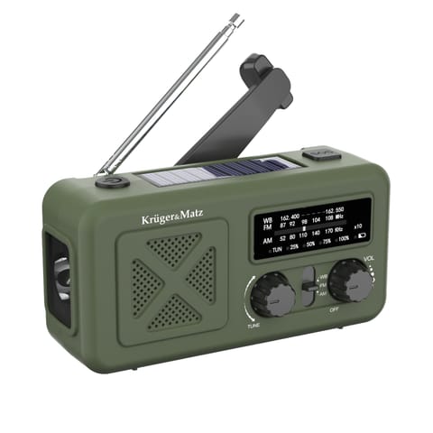 ⁨Radio solarne, przenośne radio awaryjne SOS, powerbank 2000mAh, latarka, dynamo, Kruger&Matz⁩ w sklepie Wasserman.eu