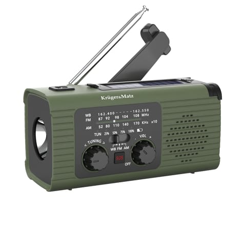 ⁨Radio solarne, przenośne radio awaryjne SOS, powerbank 5000mAh, latarka, dynamo, Kruger&Matz⁩ w sklepie Wasserman.eu