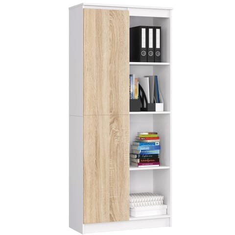 ⁨OFFICE SHELVING R 80 cm CLP 1 DOOR 4 SHELVES WHITE / SONOMA⁩ at Wasserman.eu