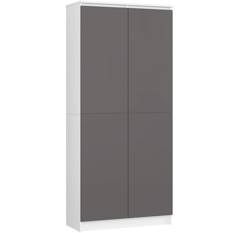 ⁨Rack office wardrobe R 80 cm CLP - white-graphite gray - 2 doors 8 shelves⁩ at Wasserman.eu