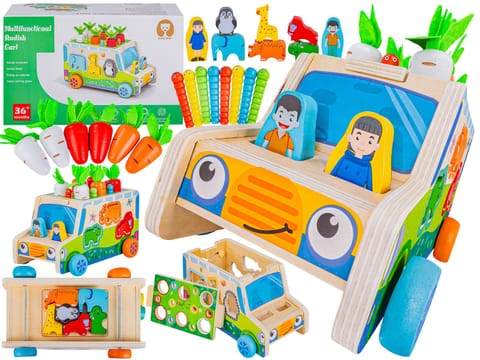 ⁨Edukacyjny Drewniany Samochód Auto Sorter Drewniane Klocki Złap Robaczka⁩ w sklepie Wasserman.eu