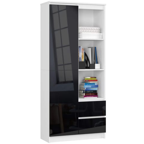 ⁨OFFICE SHELVING R 80 cm CLP R11 WHITE / GLOSS BLACK⁩ at Wasserman.eu