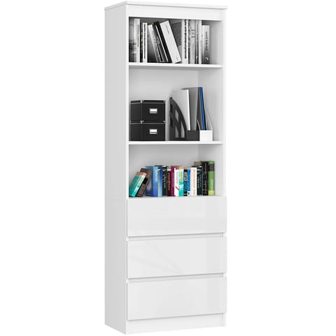 ⁨OFFICE SHELVING R 60 cm CLP 3 DRAWERS 2 SHELVES WHITE / WHITE GLOSS⁩ at Wasserman.eu
